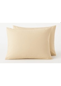 Resim Sinada %100 Pamuk Bej 2'li Yastık Kılıfı 