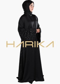 Resim Özel günler için şık siyah işlemeli ferace - XS 