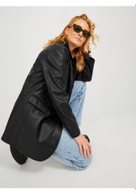 Resim Jack&jones Jjxx Oversize Uzun Kol Deri Kadın Ceket - Minimalist Tarz Siyah 