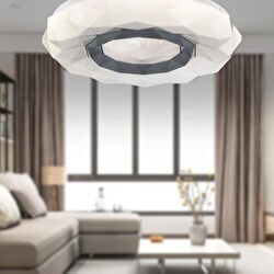 Resim Paris Tekli Beyaz 3 Renkli 37 Watt Ledli Modern Oturma Odası, Koridor, Salon Led Avize Apliqa