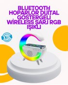 Resim shopwave Renkli Işıklı 15W Kablosuz Şarjlı Masa Lambası 