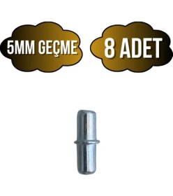 Resim Metal Çift Taraflı 5mm Geçme Raf Pimi Dolap Raf Altı Pimi(5mm)(Metal) 