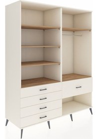 Resim Kronos Gardrop 6 Raflı 5 Çekmeceli Tek Askılı 176x59x221 Aytaşı-çam/aytaşı Beyaz 