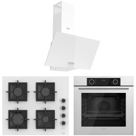 Resim Ferre Fryart Sc Serisi Kaymaz Döküm Izgara Beyaz 3'lü Ankastre Set ( Xe63cb-sc206-d087 ) 