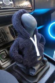 Resim Bundera Vites Süsü Siyah Balaklava Peluş Hoodie Kapüşonlu Araba Vites Topuz Süsü Oto Aksesuarı Vites Topuzu 