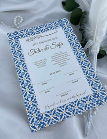 Resim Çini Desenli Dini Nikah Belgesi 