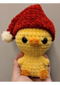 Resim Pofuduk Ördek Amigurumi Örgü Sarı - Turuncu 