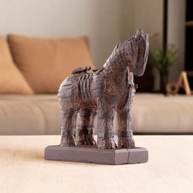 Resim Truva Atı Heykeli - Antik Yunan Mitolojisi Replikası - El Yapımı Truva Savaş Atı Figürü - Arkeolojik Sanat Eseri (Gold) 