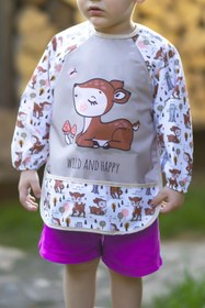 Resim DYZSTAR Desenli Sıvı Geçirmez Uzun Kollu Unisex Bebek Mama ve Aktivite Önlüğü 6-24 Ay 
