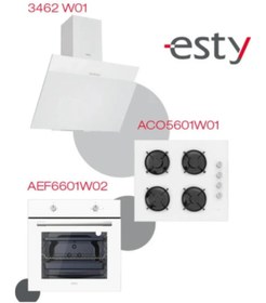 Resim PAZARACTİVE Beyaz Ankastre Set (fırın Aef6601w02 - Ocak Aco5601w01 - Davlumbaz 3462 W01) 