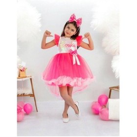 Resim Cantoy Kız Çocuk Önü Kısa Arkası Uzun Taçlı Barbie Kostüm-15220 Pembe 