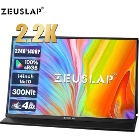 Resim Zeuslap Z14K 14'' 2240X1400 60Hz Ads-Ips Panel TYPE-C,100% Srgb Ultra Ince Taşınabilir Monitör (ZL-Z14K) 