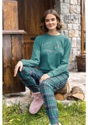 Resim Aydoğan Kadın Pijama Takımı Uzun Kollu Pamuklu Mevsimlik Yeşil 