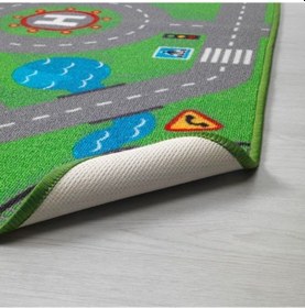 Resim Çocuk Oda Halısı 75x133 cm Alan: 0.99 m² Yıkanır Yeşil Renk Desenli Halı Yeşil 