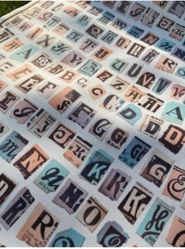 Resim Favor Gazete Harf Desenli Dijital Baskılı Kumaş Fvr-1480 