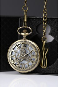 Resim imsaconcept Önü Açık Roma Rakamları İşlemeli Bronz Köstekli Saat Kutulu 