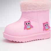 Resim Genel Markalar Sevimli Baykuş 3d baskılı kürklü kız çocuk yünlü yağmur botu 