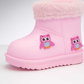 Resim Genel Markalar Sevimli Baykuş 3d baskılı kürklü kız çocuk yünlü yağmur botu 
