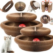 Resim 1 adet sihirli organ kedi tırmalama tahtası, aşınmaya dayanıklı iç mekan interaktif evcil hayvan oyuncağı - dairesel top izi sihirli organ kedi tırmalama tahtası | kedi interaktif oyuncak karton tırmalama tahtası | kedi oyuncağı | kedi tırmalama tahtası 