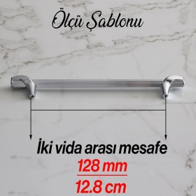 Resim Mobilya Mutfak Dolabı Kulpları Çekmece Dolap Kapak Kulbu Kulpu Krom Renk 128 mm Metal Kulp 