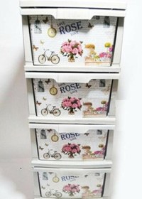 Resim Alkansan Plastik Rose Desenli Büyük Boy Komidin (Tekerlekli) 