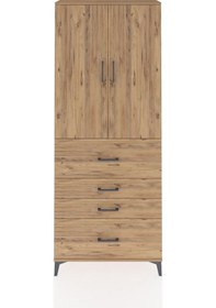 Resim Arges Dolap 3 Raflı 4 Çekmeceli 2 Kapaklı 88x30x221 Çam-çam Çam 