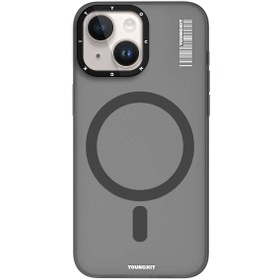 Resim Youngkit iPhone 15 Uyumlu Kılıf Magsafe Şarj Özellikli Youngkit Hidden Sand Serisi Kapak Gri 