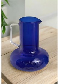 Resim Morponi Borosilikat Cam Akasya Saplı Luna Cobalt Sürahi 1200 Ml 
