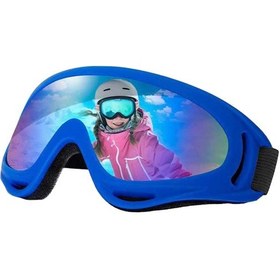 Resim Çocuk Kayak Gözlüğü Buğu Önleyici Rüzgar Geçirmez Çocuk Açık Hava Tırmanma Snowboard Gözlüğü - Mavi Çerçeve / Renkli Cam / 5 Yaş Ve Üzeri Mavi 