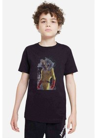 Resim Anime One Punch Man Baskılı Unisex Çocuk Siyah T-Shirt (528301256) 