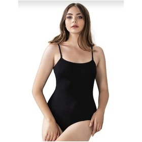 Resim Jiber 534 Kadın Ayarlanabilir İp Askılı Kancalı Likralı Body 3 Adet Siyah 