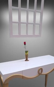 Resim Dresuar CNC Çökertme Model Windows Ayna Gold Lake Beyaz Tabla Kayın Aslan Ayak El Yapımı 