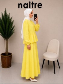 Resim naitre Kuşak Detaylı Müslin Tesettür Takım 