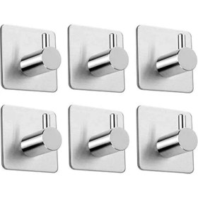 Resim Deltahome Paslanmaz Çelik 6 Adet Topuzlu Banyo Askısı Havluluk Havlu Askılık Inox - Kendinden Yapışkanlı 