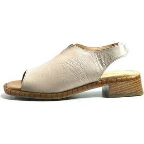 Resim Beety Bl.023 Hakiki Rok Deri Bej Anatomik Kadın Sandalet Bej 