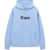 Resim VENHENA Siyah Tupac Yazılı Bebe Mavisi Kapüşonlu Sweatshirt - Hoodie 