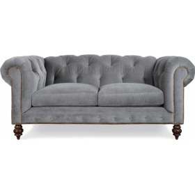 Resim Hanel Mobilya Soho Chesterfield Chester Koltuk Gri Kadife Kumaş 