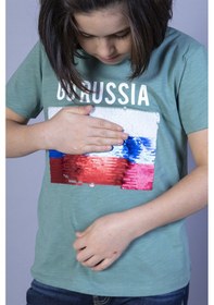 Resim Toontoy Kids Toontoy Erkek Çocuk Go Russia Nakışlı Tişört Yeşil 