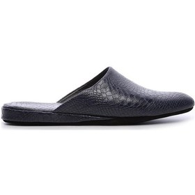 Resim Tamer Tanca Erkek Hakiki Deri Lacivert Ev Terliği Terlik 577 771 Erk Terlık Lacı Croco Lacivert 