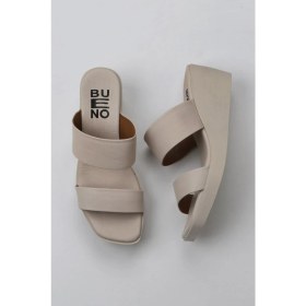 Resim Bueno Shoes Krem Deri Kadın Dolgu Topuklu Terlik 01WY2409 01WY2409 