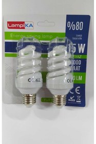 Resim Lampiqa LAMPİKA 15W 900LM E27 DUYLU BEYAZ IŞIK TASARRUFLU AMPUL 2'Lİ SET 