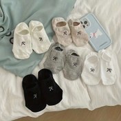 Resim 5 Çift Kadın Moda Bowknot Baskılı Görünmez Çoraplar, Nefes Alabilen Rahat Örgü Kumaş, Polyester %95 Elastan %5, Makinede Yıkanabilir, 150g/m² - Çok Renkli Paket 
