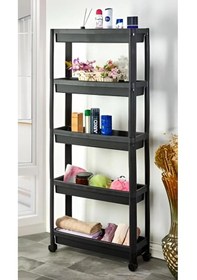 Resim Sev Plastik 5 Katlı Tekerlekli Organizer Diktördgen Raf Ünitesi Siyah 