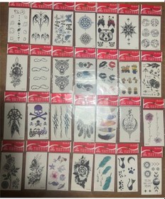 Resim Airbrush Tattoo Minimal Yapıştırma Geçici Dövme Seti 30'lu Seri9 
