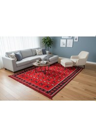 Resim Etnik Motifli Otantik Dekoratif Kilim Desenli Halı 160cmx250cm M1 Kırmızı 