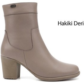 Resim Gönderi(R) Gönderi R Kadın Bej Fermuarlı Kalın Topuklu Hakiki Deri Bot Gkzb13448457 Bej 
