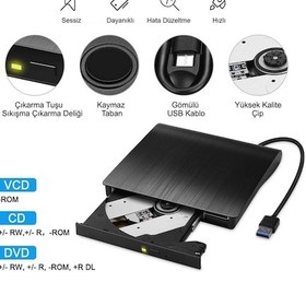 Resim Usb 3.0 Harici Optik Sürücü Cd/dvd Okuyucu & Yazıcı Windows / Mac Uyumlu 