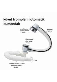 Resim Ayrıntıshop Küvet Tromplemi Kumandalı Otomatik Küvet Jakuzi Sifonu Stoplu 1 Adet 