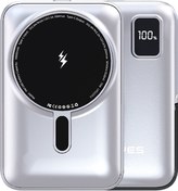 Resim Lenyes PW134D 20W Ultra İnce Dijital LED Ekranlı Standlı Wireless Powerbank 15W 10000mAh Gümüş 