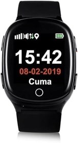 Resim Tsmart S03 Akıllı Yetişkin/Alzheimer GPS Takip Saati Siyah Renk (Siyah) 